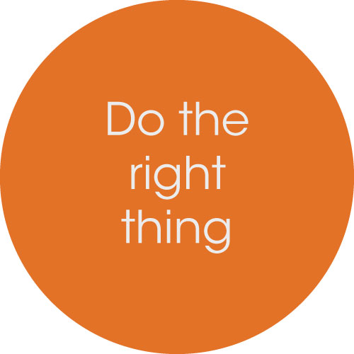Text on a circle says Do the right thing