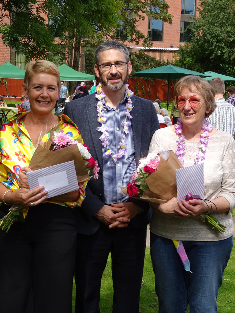 Eve and Sue presented flowers from Autism West Midlands CEO