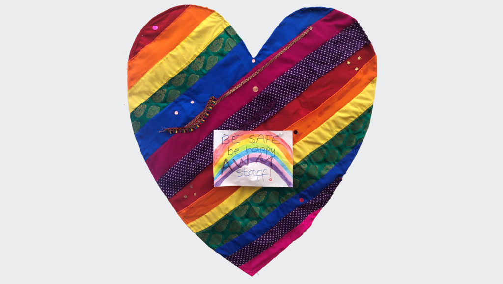 Hand made rainbow cloth heart